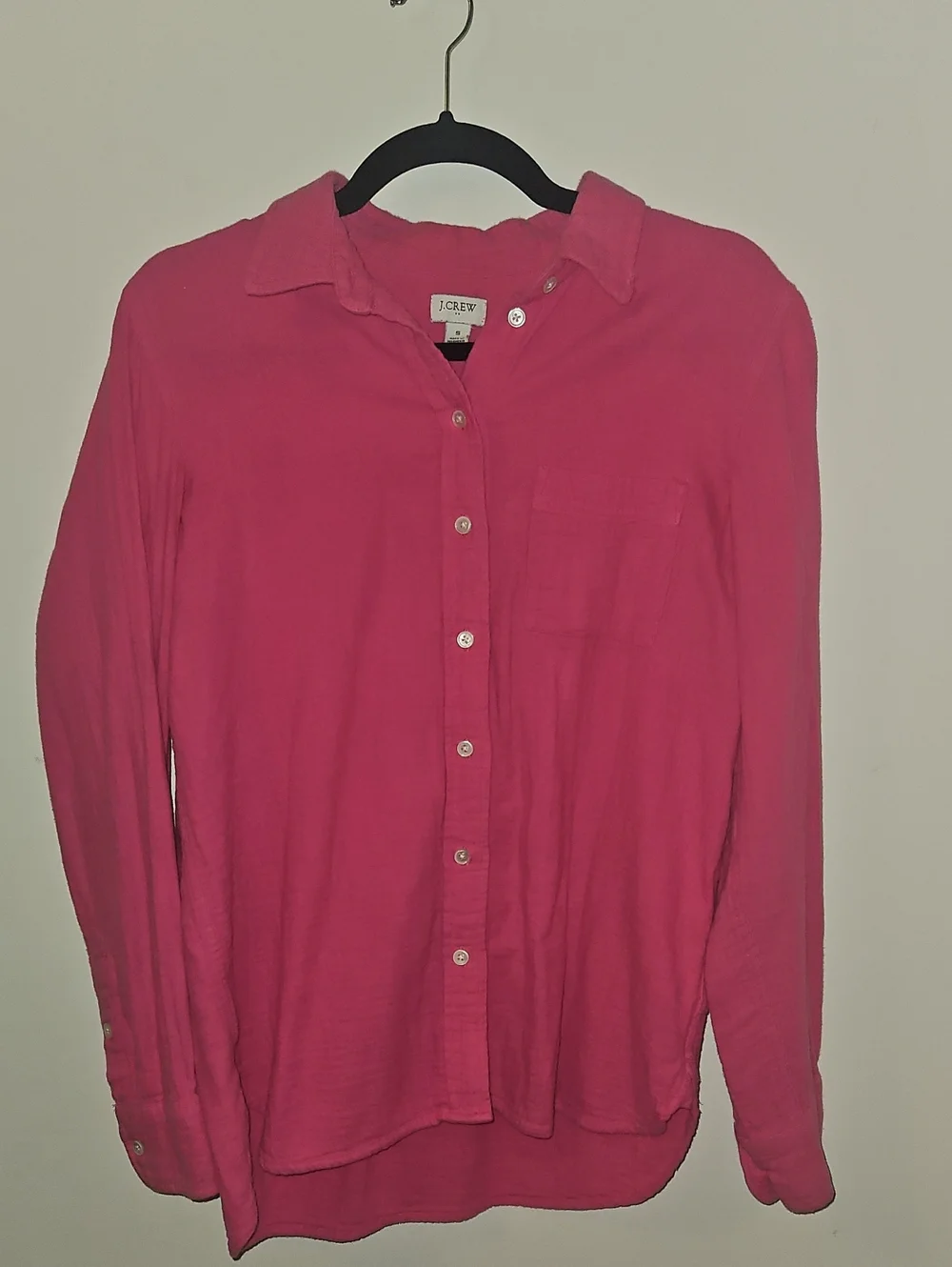 J. Crew Bright Pink Long-Sleeve Button-Down Shirt